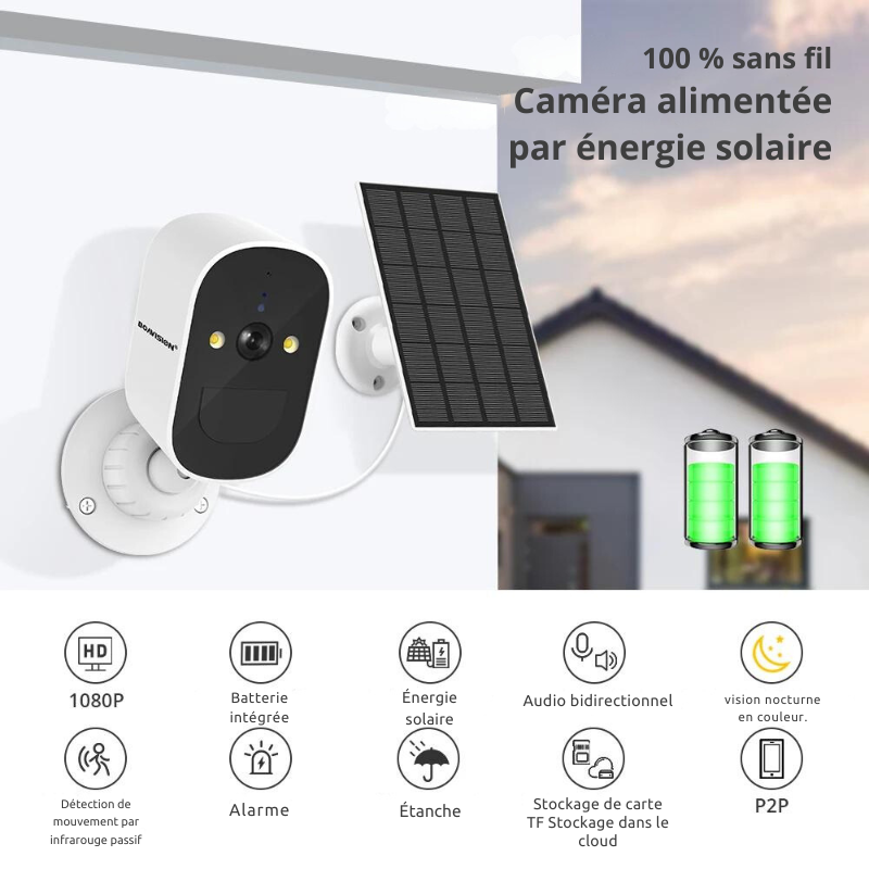 Caméra Wifi extérieure avec panneau solaire