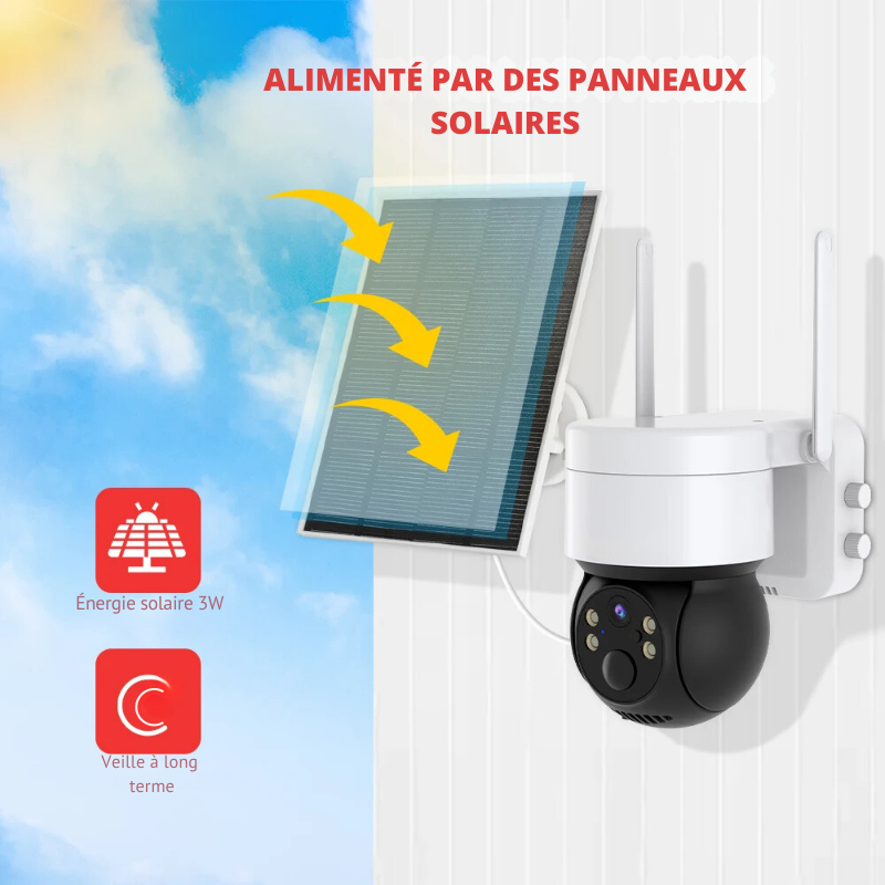 Camera de sécurité Wifi 360° avec panneau solaire