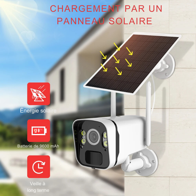 Caméra extérieure HD avec panneau solaire