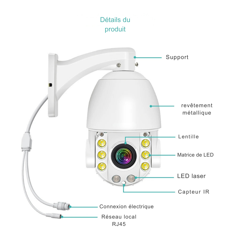 Caméra de sécurité wifi HD 4K ZOOM X30