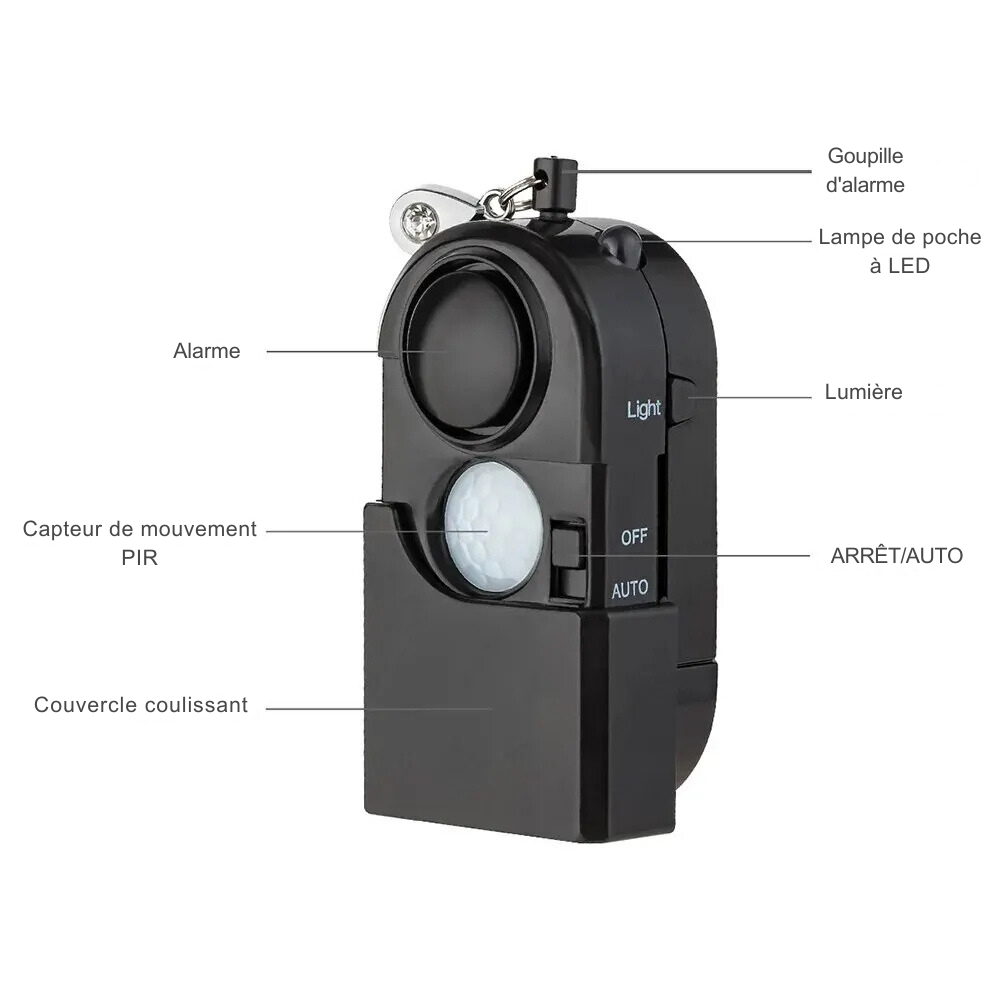 Mini Détecteur de Mouvement Alarme 120DB